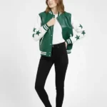 Green and White Marty Supreme Versity Leather Jacket