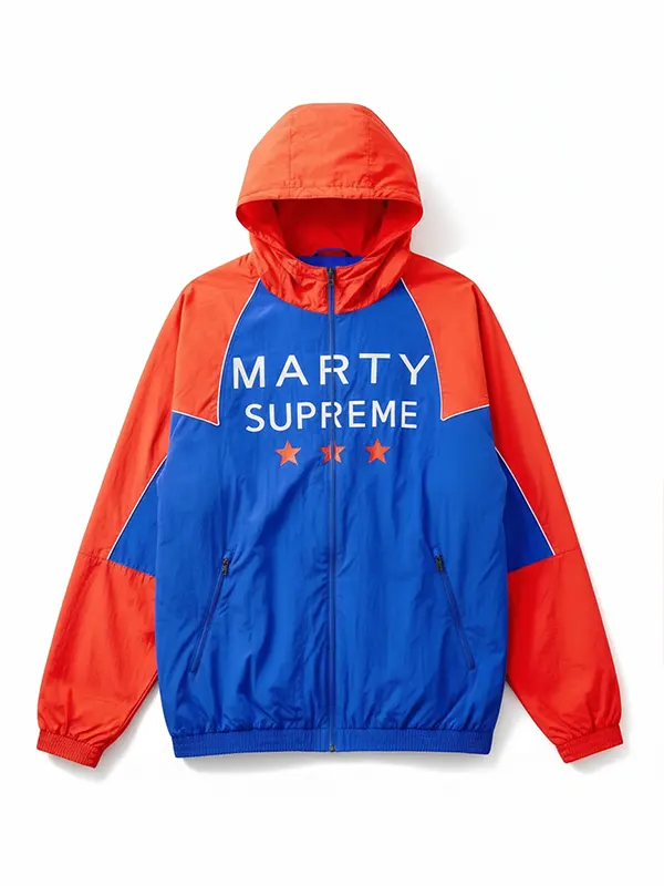 Marty Supreme AKA Orange And Blue Hooded Jacket