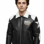 Marty Supreme Black And White Bomber Leather Jacket