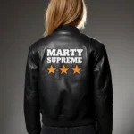 Marty Supreme Bomber Black Leather Jacket Back