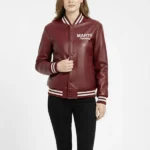 Marty Supreme Vine Red Varsity Leather Jacket