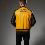 Marty Supreme Yellow Bomber Varsity Jacket Back