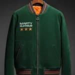 Marty Supreme Green Suede Bomber Jacket