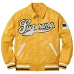 Supreme Yellow Leather Varsity Jacket