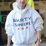 Timothee Chalamet Marty Supreme White Cotton Hooded Jacket