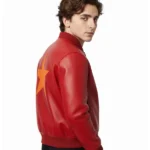 Timothee Marty Supreme Red Bomber Leather Jacket Back