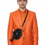 Timothee Chalamet Marty Supreme Orange Leather Blazer