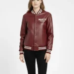 Vine Red Marty Supreme Versity Leather Jacket