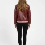 Vine Red Marty Supreme Versity Leather Jacket Back